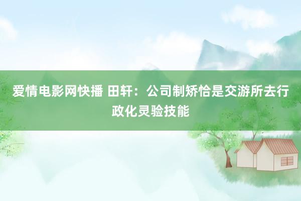 爱情电影网快播 田轩：公司制矫恰是交游所去行政化灵验技能