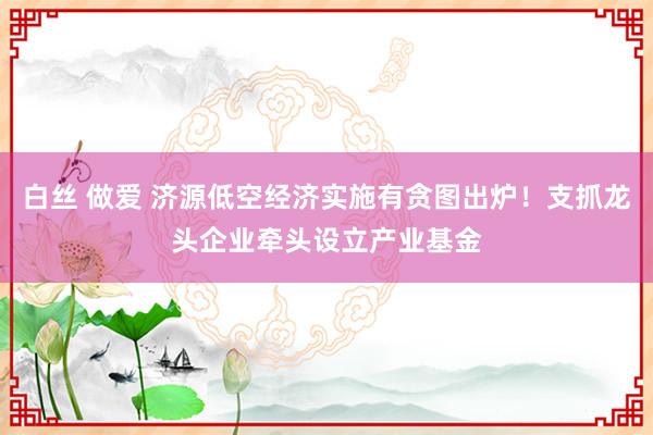 白丝 做爱 济源低空经济实施有贪图出炉！支抓龙头企业牵头设立产业基金