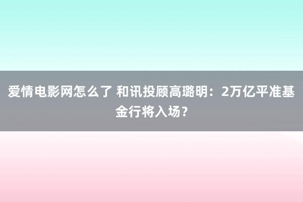 爱情电影网怎么了 和讯投顾高璐明：2万亿平准基金行将入场？